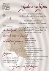MEDOBČINSKA PROSLAVA OB SLOVENSKEM KULTURNEM IN PRAZNOVANJE 20-LETNICE OI JSKD PESNICA